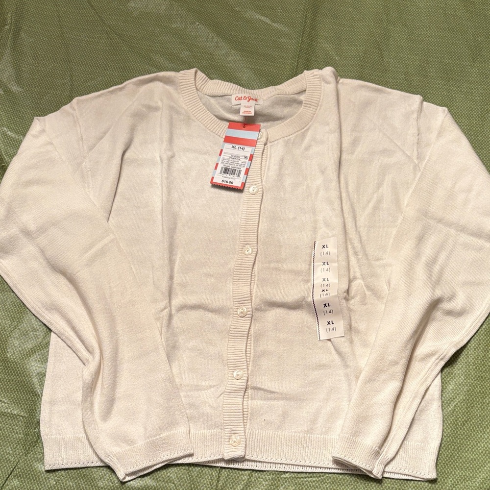 Cat & Jack Ivory Button-Up Sweater